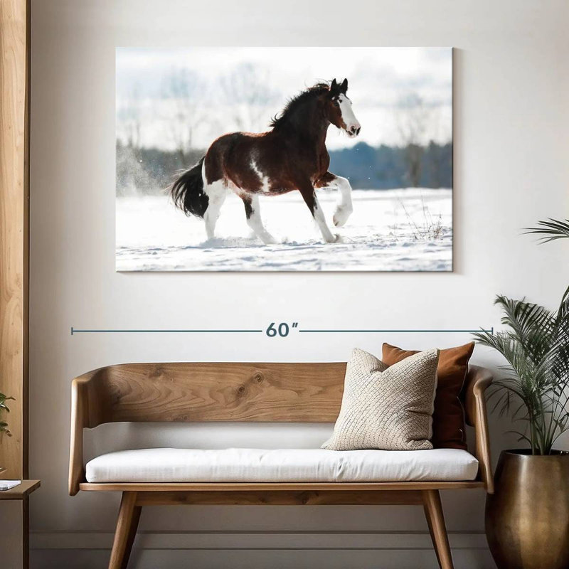 Bramly Clydesdale, cheval en hiver, H 32 po x l 48 po