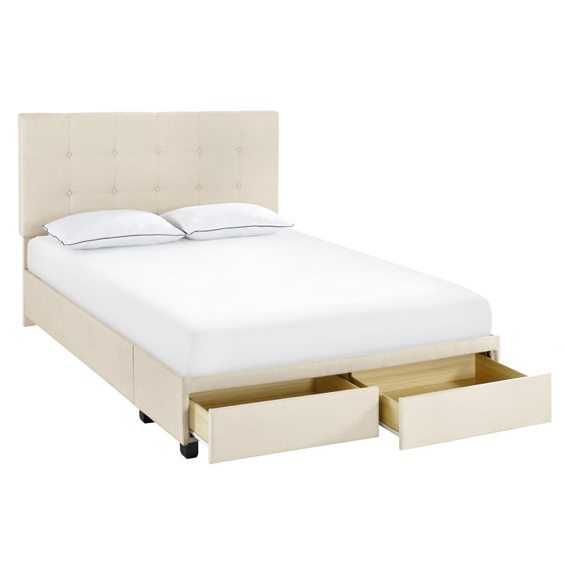 Ronnie Upholstered Platform Storage Bed, Glacier, Queen