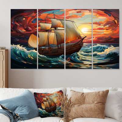 Bateau pirate espagnol Legacy II - Bateau à voile, ensemble 4 pièces d'art mural