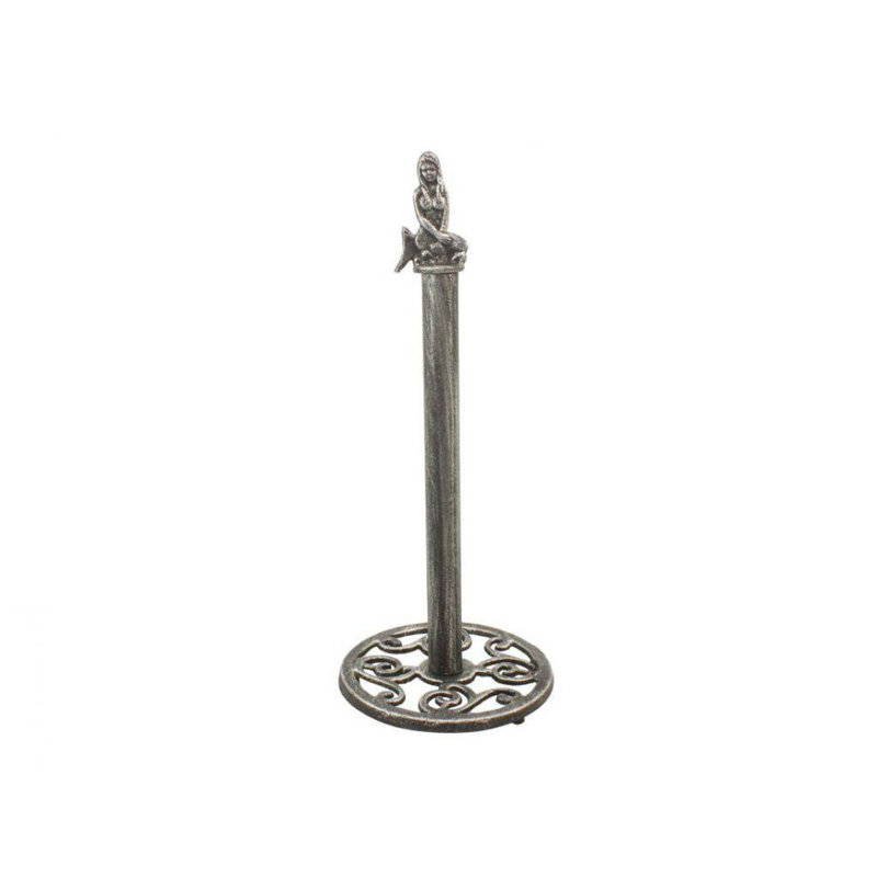 Porte-papier hygiénique sur pied sirène, Argent antique
