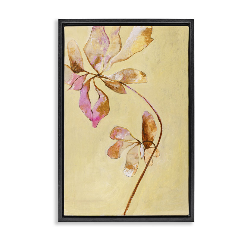 Rustic Petals Impression Grey Framed Floater Canvas by Design Fabrikken, 25" H x 17" W, Black