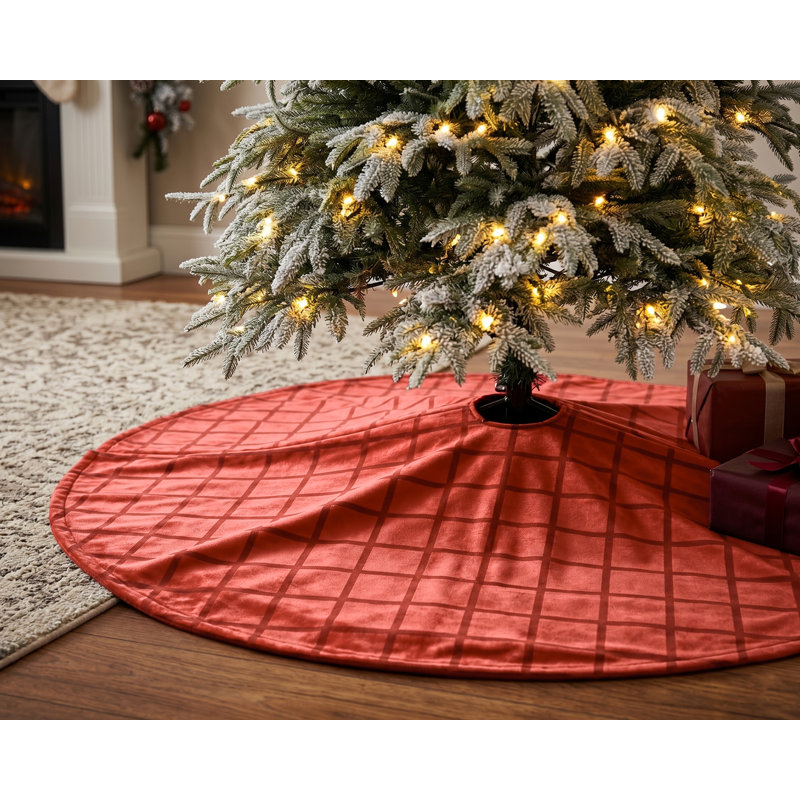 Jupe d'arbre de Noël Mini Grid, Rouge, 60"
