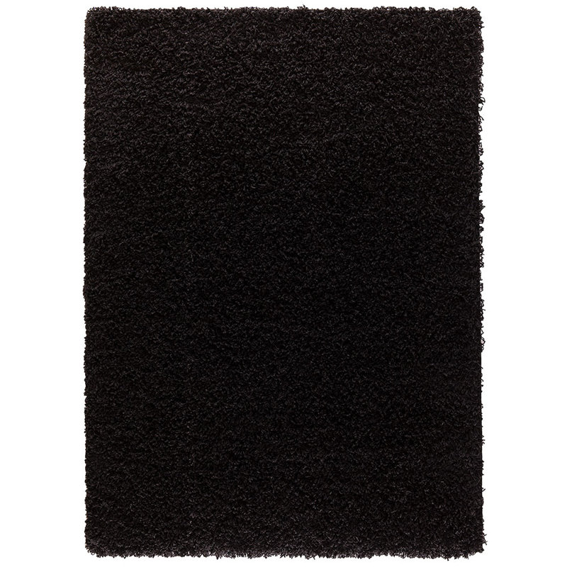 Verona Thick Black Shaggy Area Rug – Soft Pile, Non-Slip, Durable Polypropylene Carpet for Living Room, Bedroom & Hallway