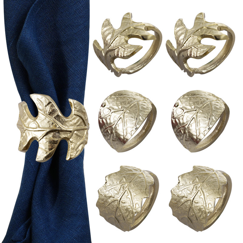 Metal Leaf Napkin Ring (Set Of 6)