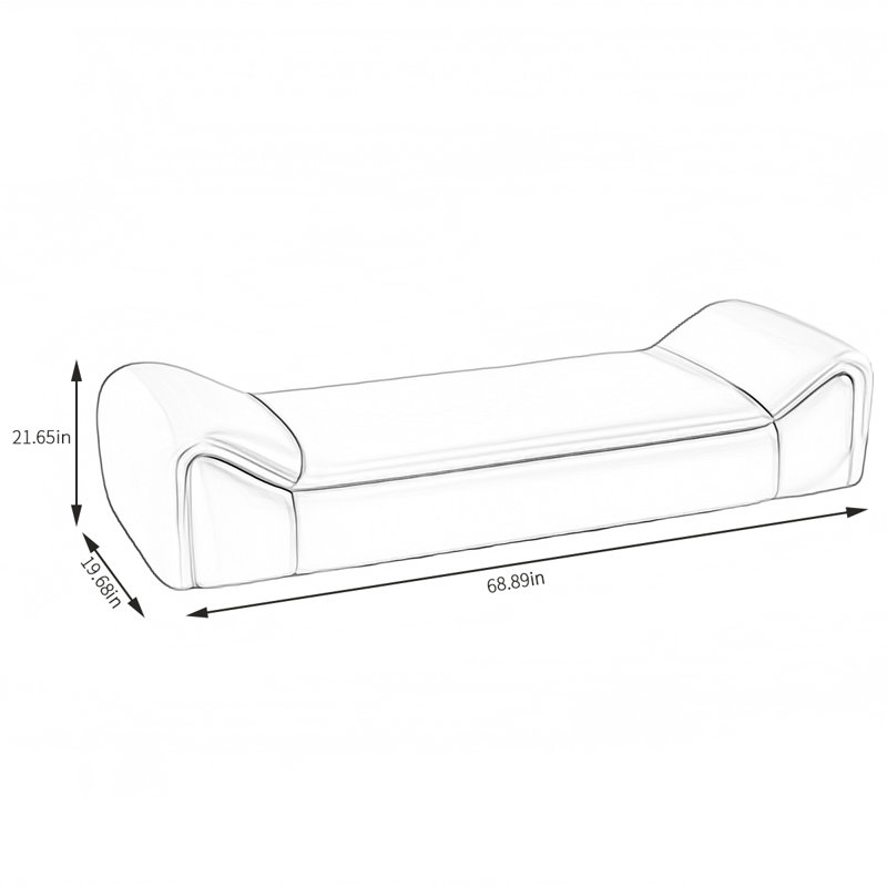 Banc rembourré en cuir Nanshi, Orange
