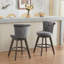 Ensemble de 2 tabourets de bar rembourrés de velours touffetés à la main avec fonction pivotante, mousse haute résilience et base en bois robuste-119345197