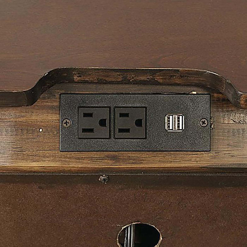 Table de chevet en bois massif à 3 tiroirs, Brun