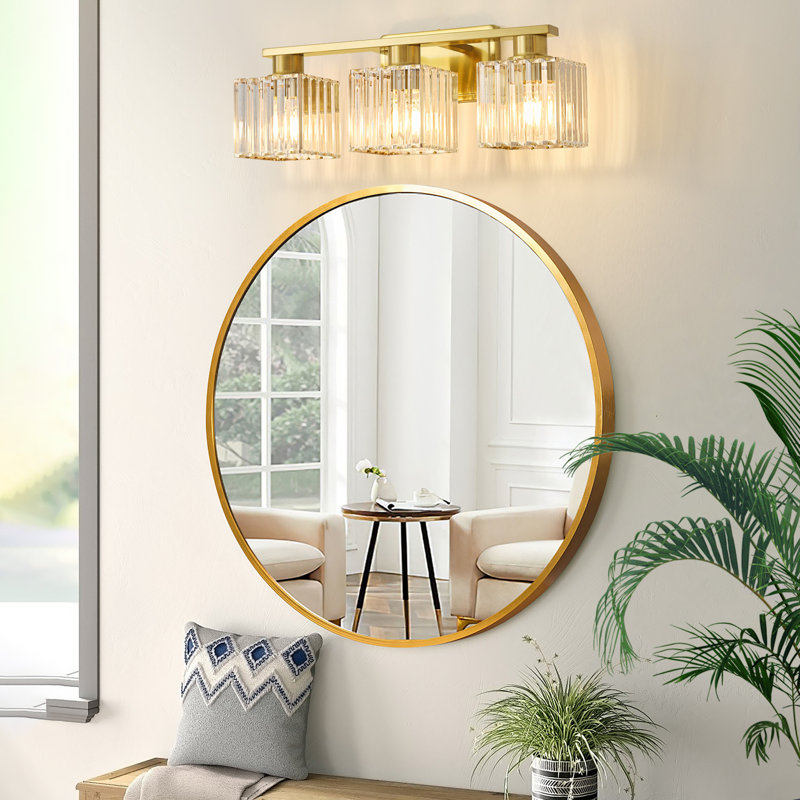 Éclairage pour meuble-lavabo à à intensité variable avec abat-jour en cristal Fiorela, Doré, 3