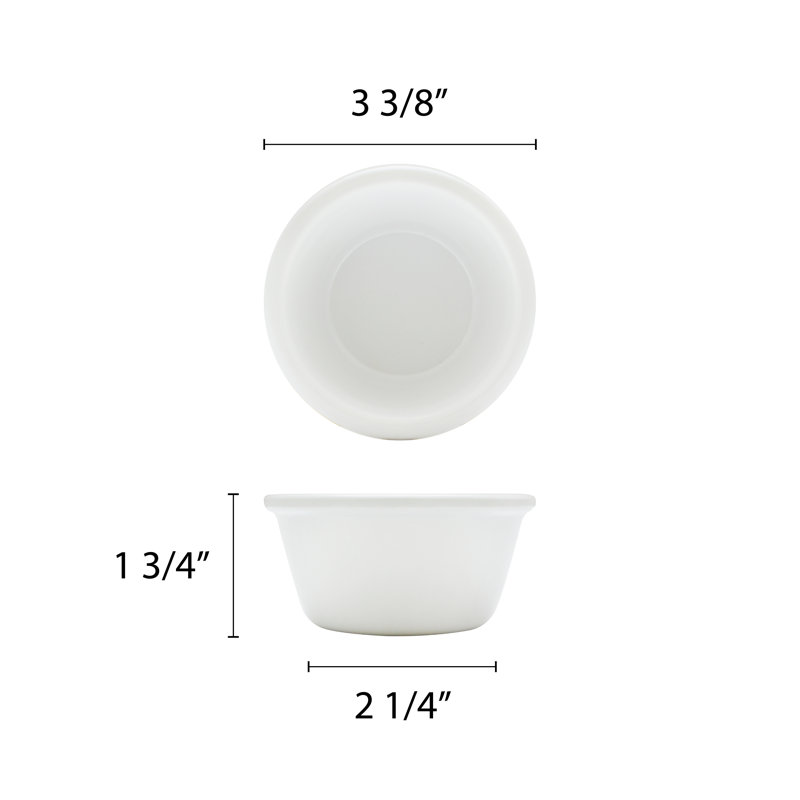 Thunder Group Inc. Round Melamine 12 Piece Ramekin / Soufflé Dish Bakeware Set, White