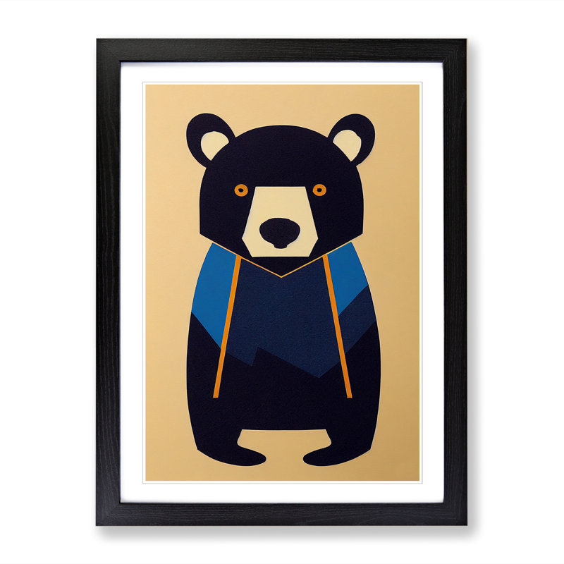 Bear - Single Picture Frame Print, Black Framed, 34cm H x 25cm W