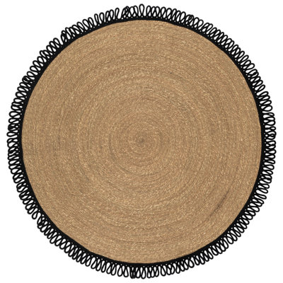 Latte de bambou tressée en fibre naturelle / ruppie maritime; Tapis d'intérieur en coton sans motif