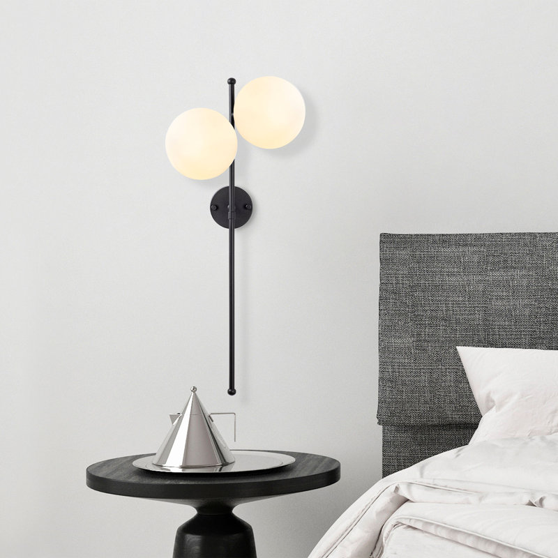 Modern Industrial Wall Lamp (2 Pieces) - Black Metal Body with Glass Cap, 12 x 1.2 inches Base Plate | 32 x 10.6 x 28.3 inches | E14 Socket (Max 40W) | Perfect for Scandinavian & Novelty Home Decor, IP20 Rated