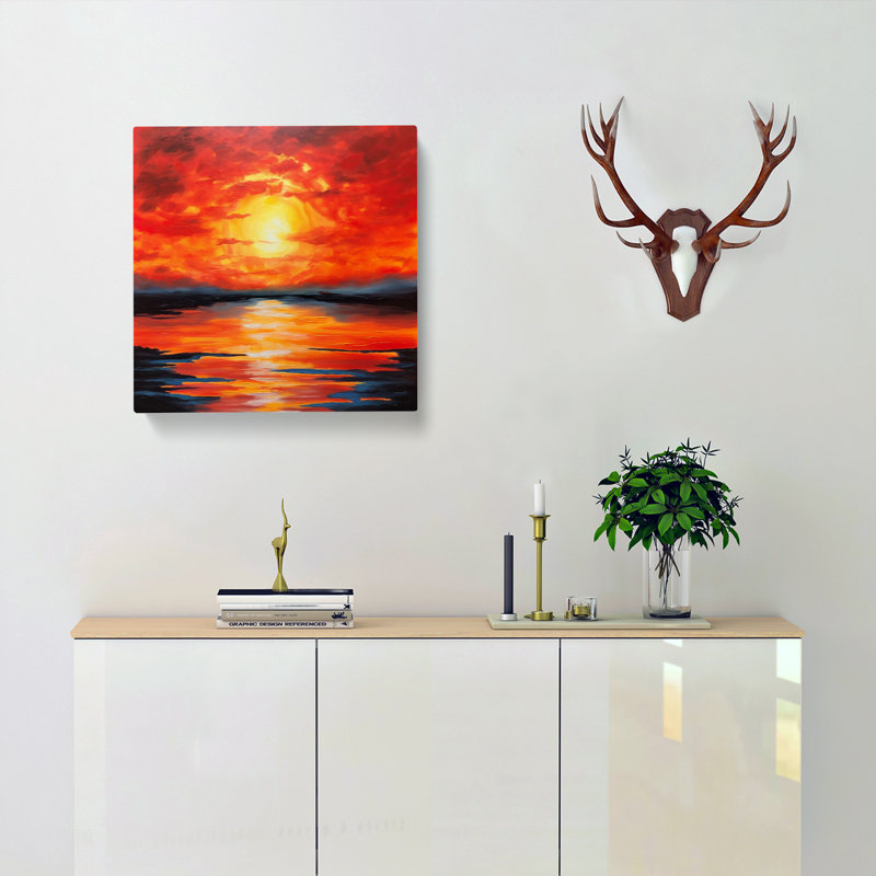 Sunrise Acrylic Painting No.1 - Wrapped Canvas, 50cm H x 50cm W x 3cm D