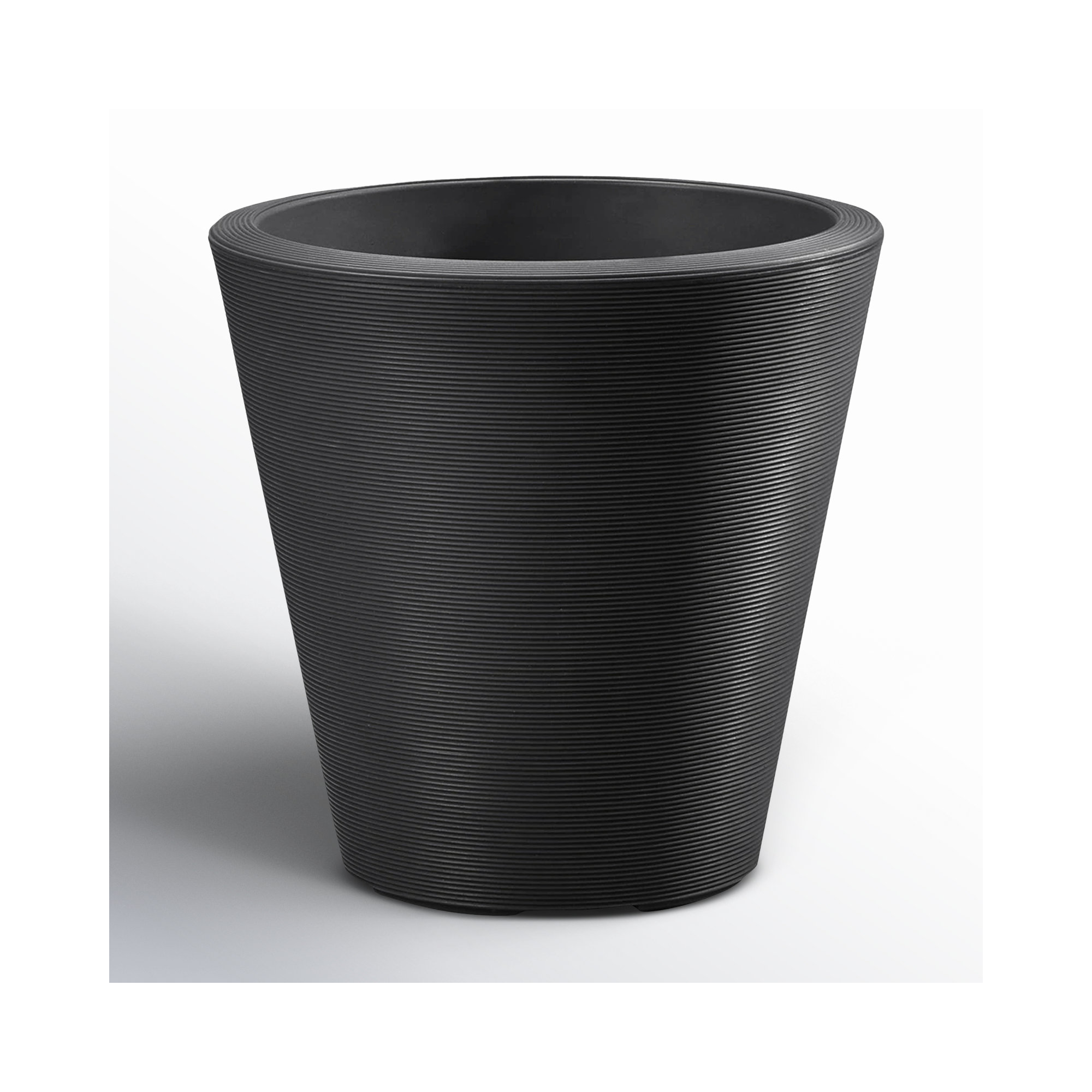 Madison Indoor/Outdoor Modern Round Planter, 48.5" H x 48.5" W x 48.5" D, Caviar Black