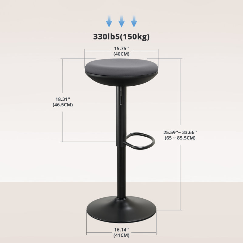 Pylesville Swivel Upholstered Adjustable Height Bar Stool, Grey Velvet