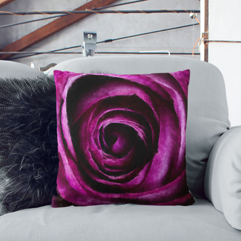 Striking Purple Rose Cushion with Filling, 55cm H x 55cm W x 20cm D