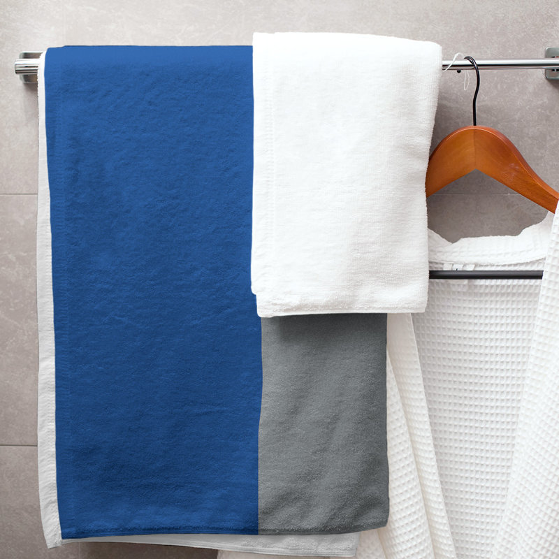 Lightweight Bath Towel, Royal Blue/Gray/Navy Blue, Poly/Cotton