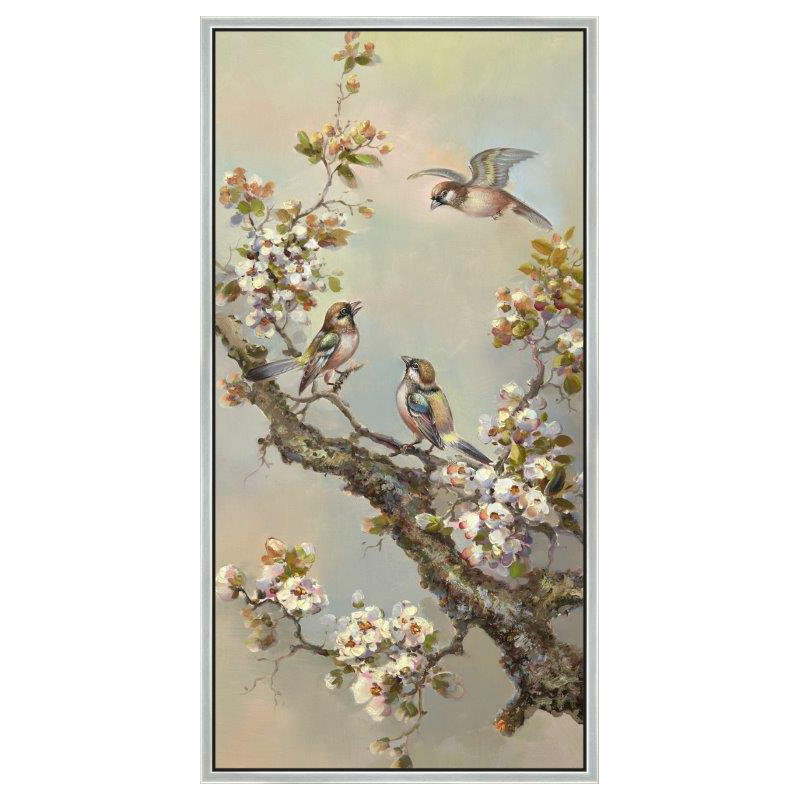 Birds Print, Silver, 22" H x 42" W