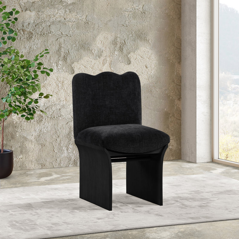 Shaw Cassady Chenille Fabric Upholstered Dining Chair, Black, Black Chenille Fabric