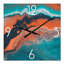Composition abstraite de marbre en bleu et orange VI - Horloge murale moderne-2015459647