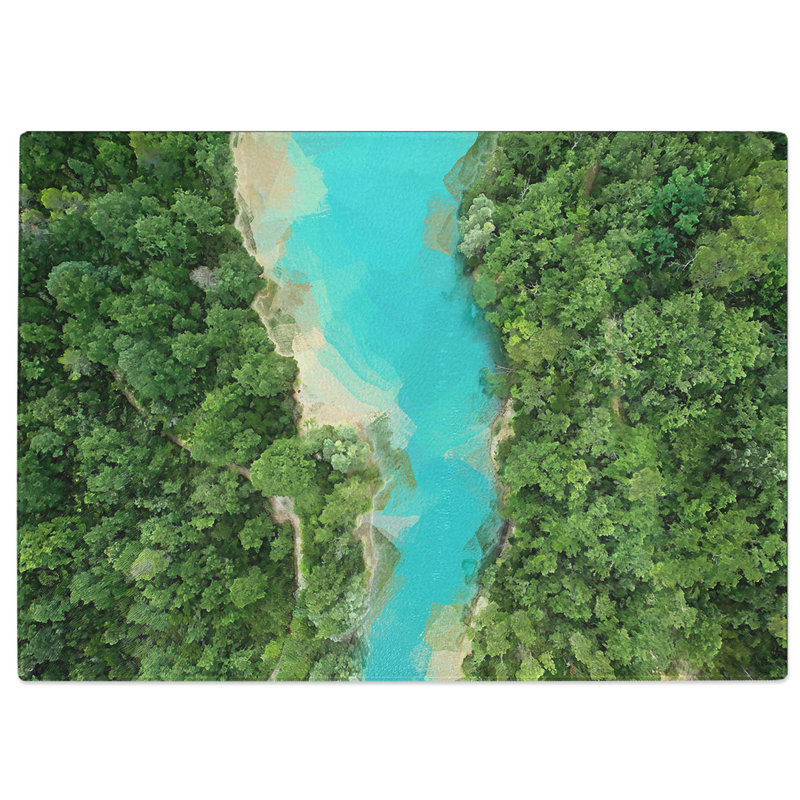 Tempered Glass Saint Cassien Lake in France Chopping Board, 39 cm W x 28.5 cm L
