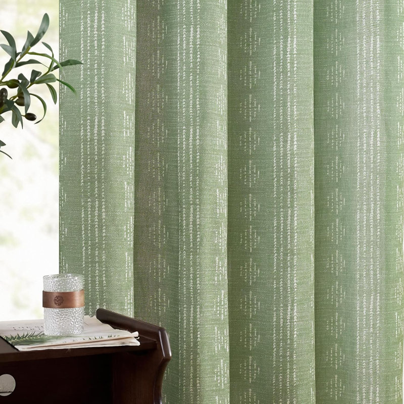 Rideaux semi-transparents avec œillets Boho, Sauge, L 52 po x L 108 po