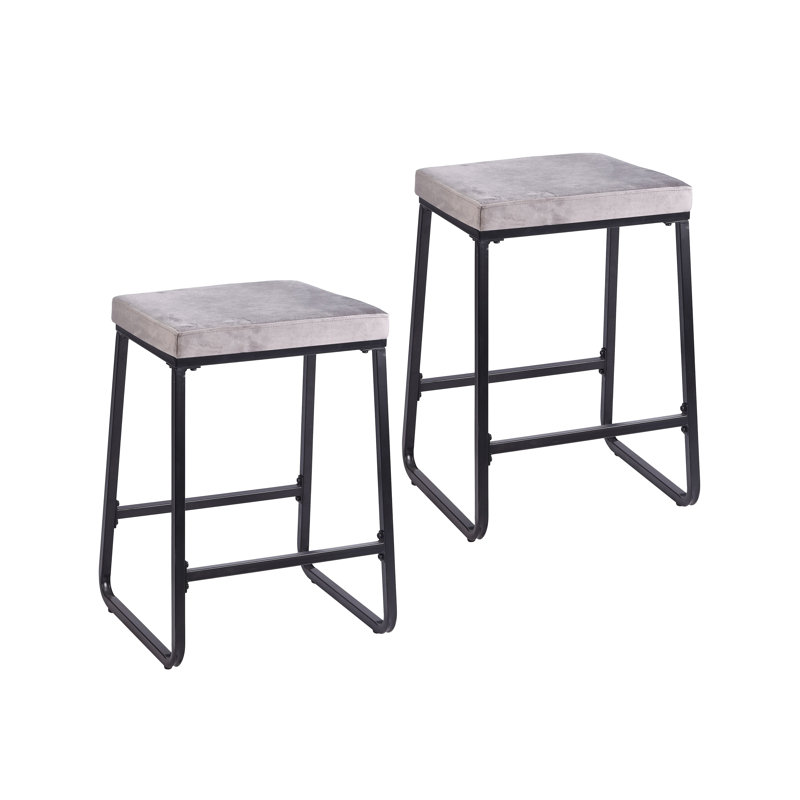 Tabourets Velmon, Gris, Tabouret de comptoir (assise à une hauteur de 26 