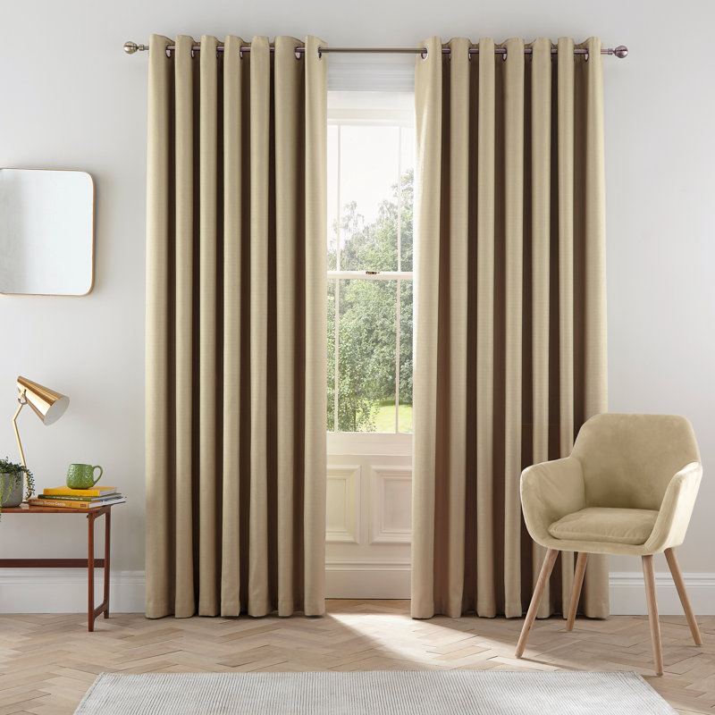 Eden Lined Curtains, 168cm Width x 183cm Drop, Linen