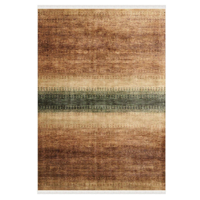 Tapis rayé brun et vert Addisyn, Rectangle 5 pi 3 po x 7 pi 6 po