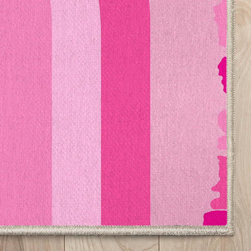 Tapis tissé à plat à motif géométrique rose Shanea, Rectangle 9 pi 10 po x 13 pi