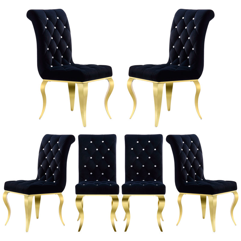 Chaise parsons rembourrée en velours Ladarius