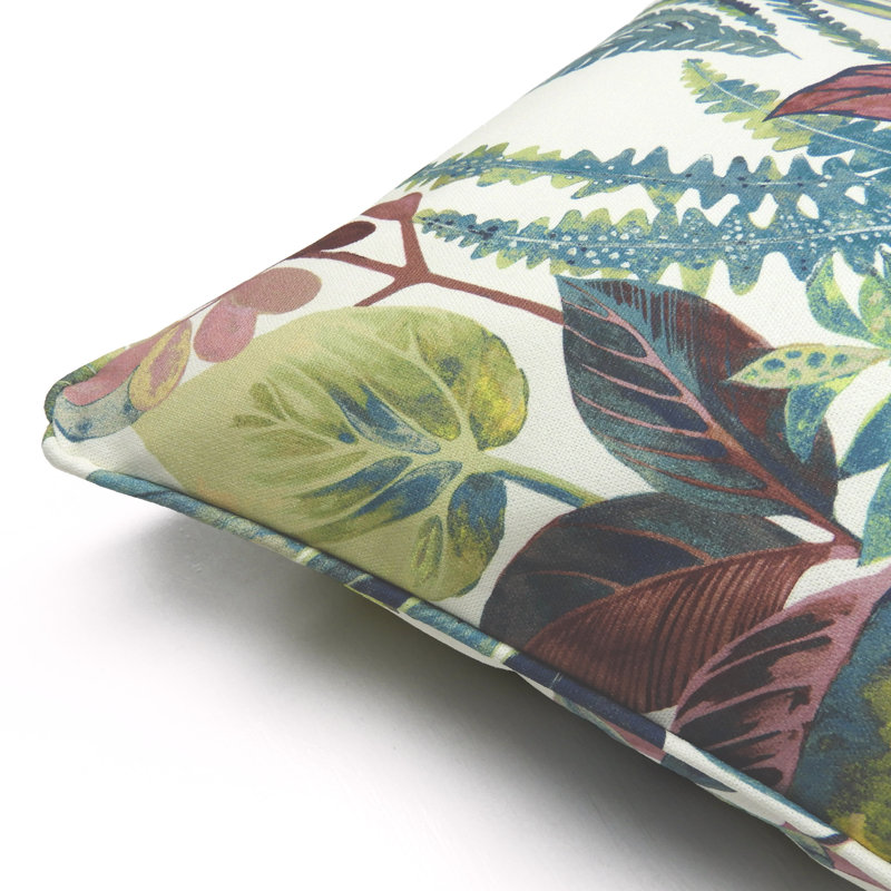Floral Square Cushion, Polyester/Polyfill, Waterfall