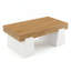 Table basse rectangulaire de style ferme de 120 cm pour salon - Grande table centrale en bois, plateau épais et piètement robuste - Style rustique moderne - Couleur : Blanc antique + anneaux de croissance jaune pâle-1972051892