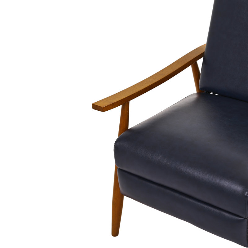 Fauteuil inclinable réglable avec inclinaison manuelle et repose-pied intégré (ensemble de 2), Dark Blue Leather