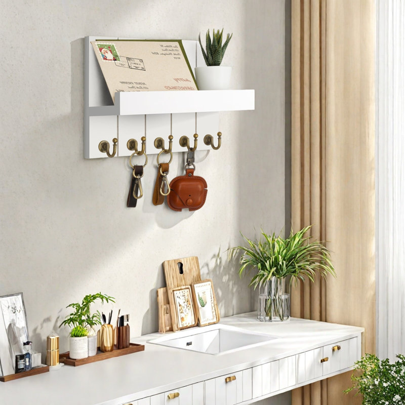 Porte-clé décoratif pour mur, Blanc