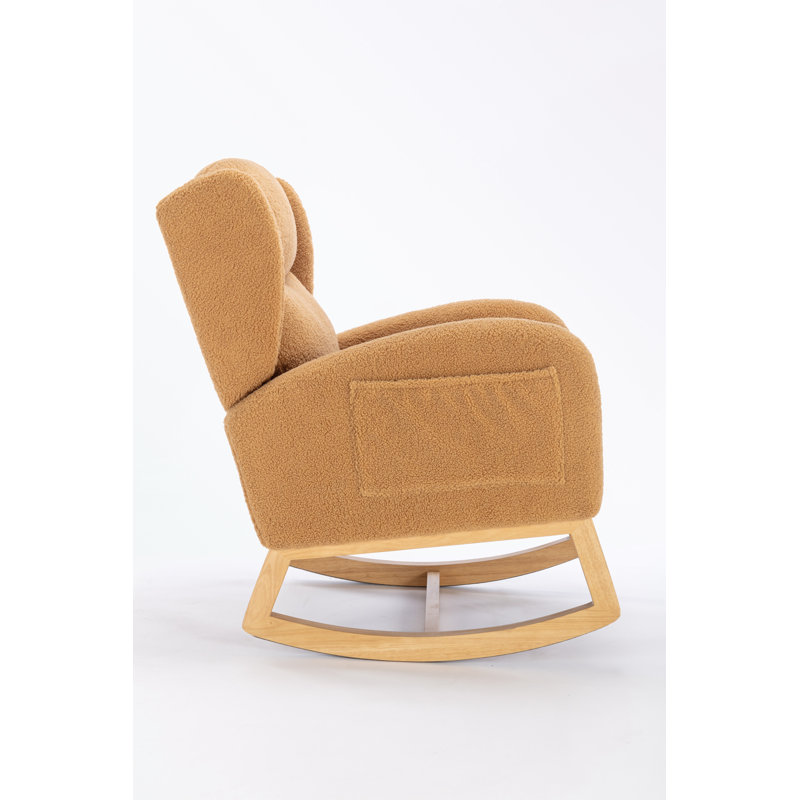 Chaise berçante rembourrée en tissu Teha Teddy, Kaki
