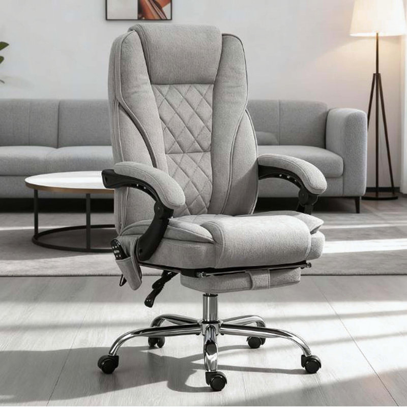 Fauteuil inclinable chauffant, fauteuil de bureau de massage à hauteur réglable, repose-pieds