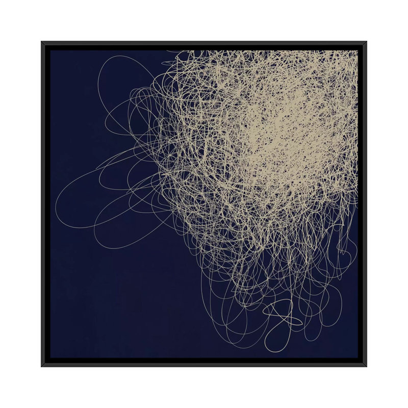 Albree Modern String Cluster, impression sur toile, H 18 po x l 18 po x P 1,5 po, Toile avec cadre noir, Pas de tapis