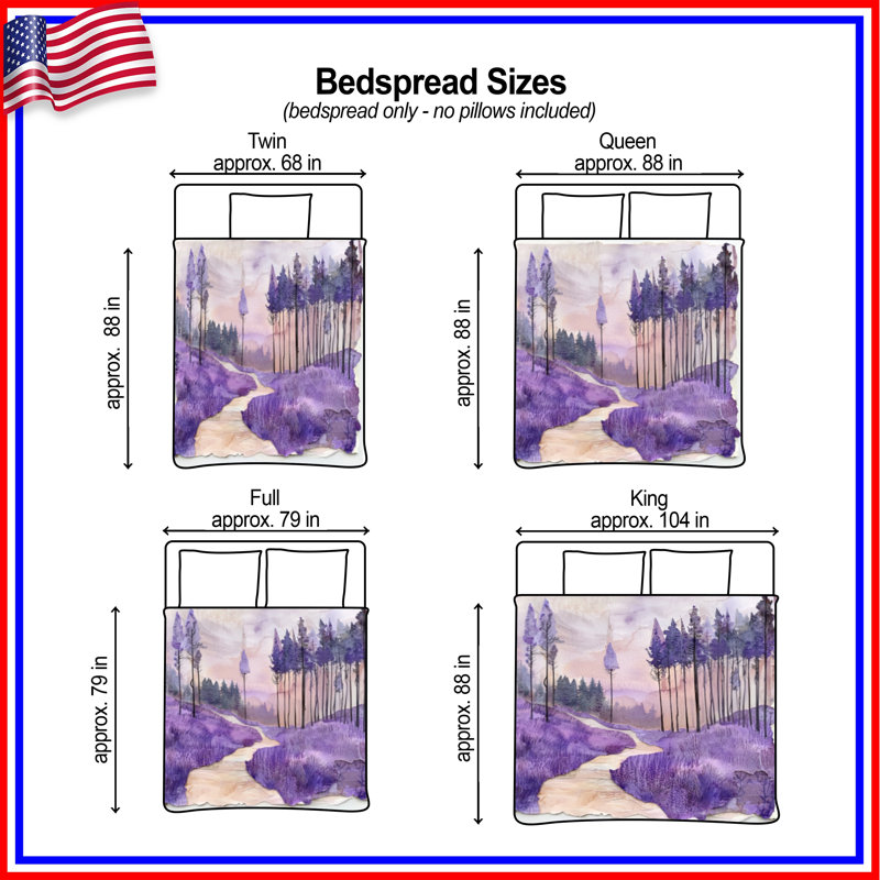 Lavender Forest Path Bedding Forest Bedspread Landscape, Twin