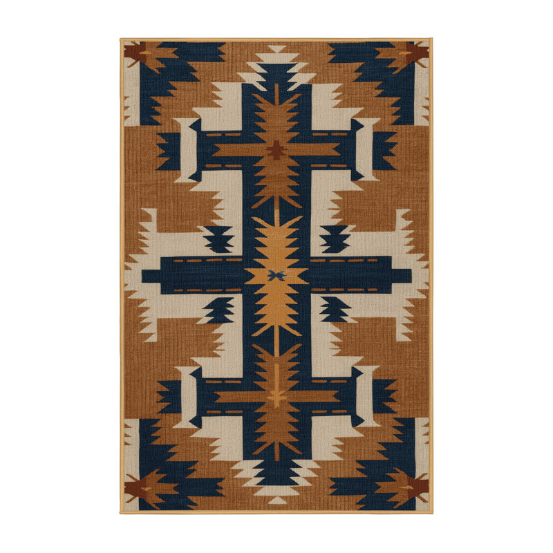  Tapis lavable Apache Crosses Southwestern, Rectangulaire 8 pi x 10 pi
