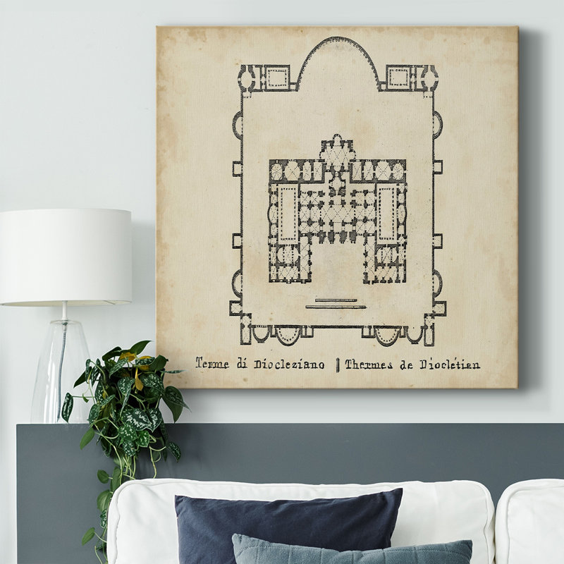 Plan pour les thermes de Dioclétien sur toile, H 40 po x l 40 po x P 1,5 po