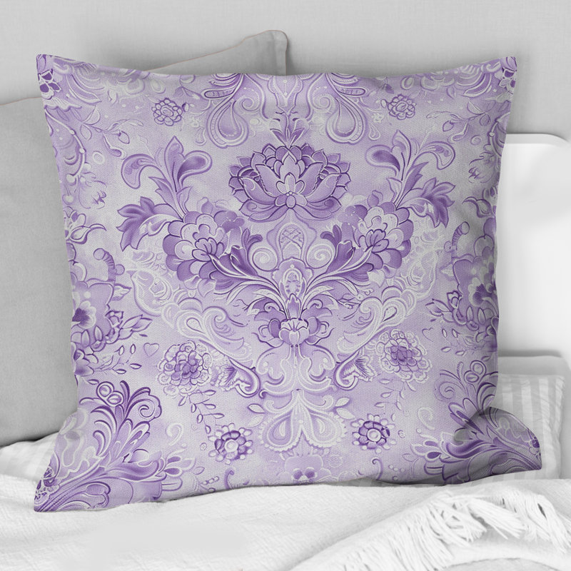 Motif de fleurs mauves élégantes - Boho, Carrée, H 18 po x l 18 po