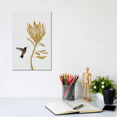 Hummingbird & Flower II 1 Piece Wrapped Canvas Painting