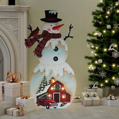 Enseigne de Noël 40 pouces pré-éclairée - bonhomme de neige