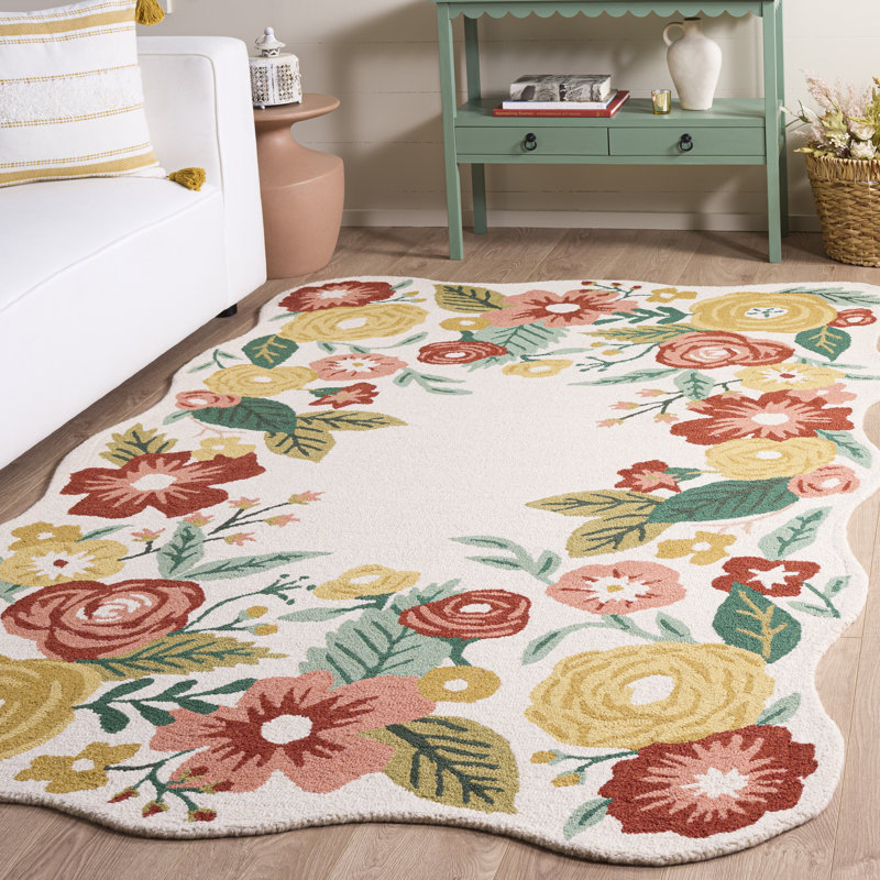 Jardin Hand Tufted Wool;Cotton Floral Indoor Rug, 5'-0" X 8'-0" Rectangle