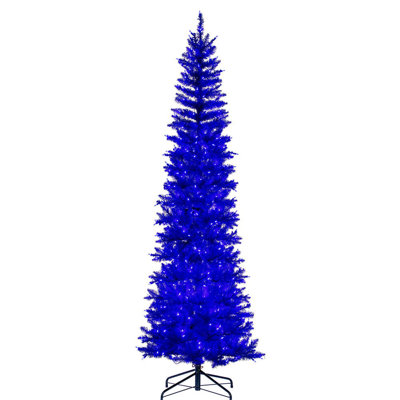 Blue Pencil Artificial Christmas Tree with 450 Warm White LED Lights
