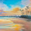 « coucher de soleil par the sea », reproduction de peinture à l’huile sur toile tendue-27974889
