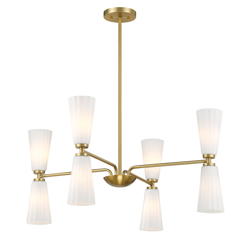 Lustre 8 lumières Kenyia, Laiton naturel