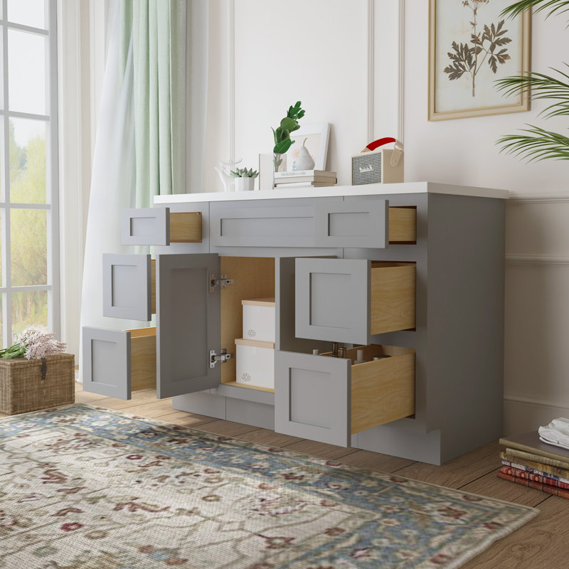 Meuble-lavabo simple 48 po, Gris