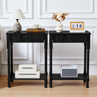 Farmhouse End Table With Storage And Built-In Charging Outlets